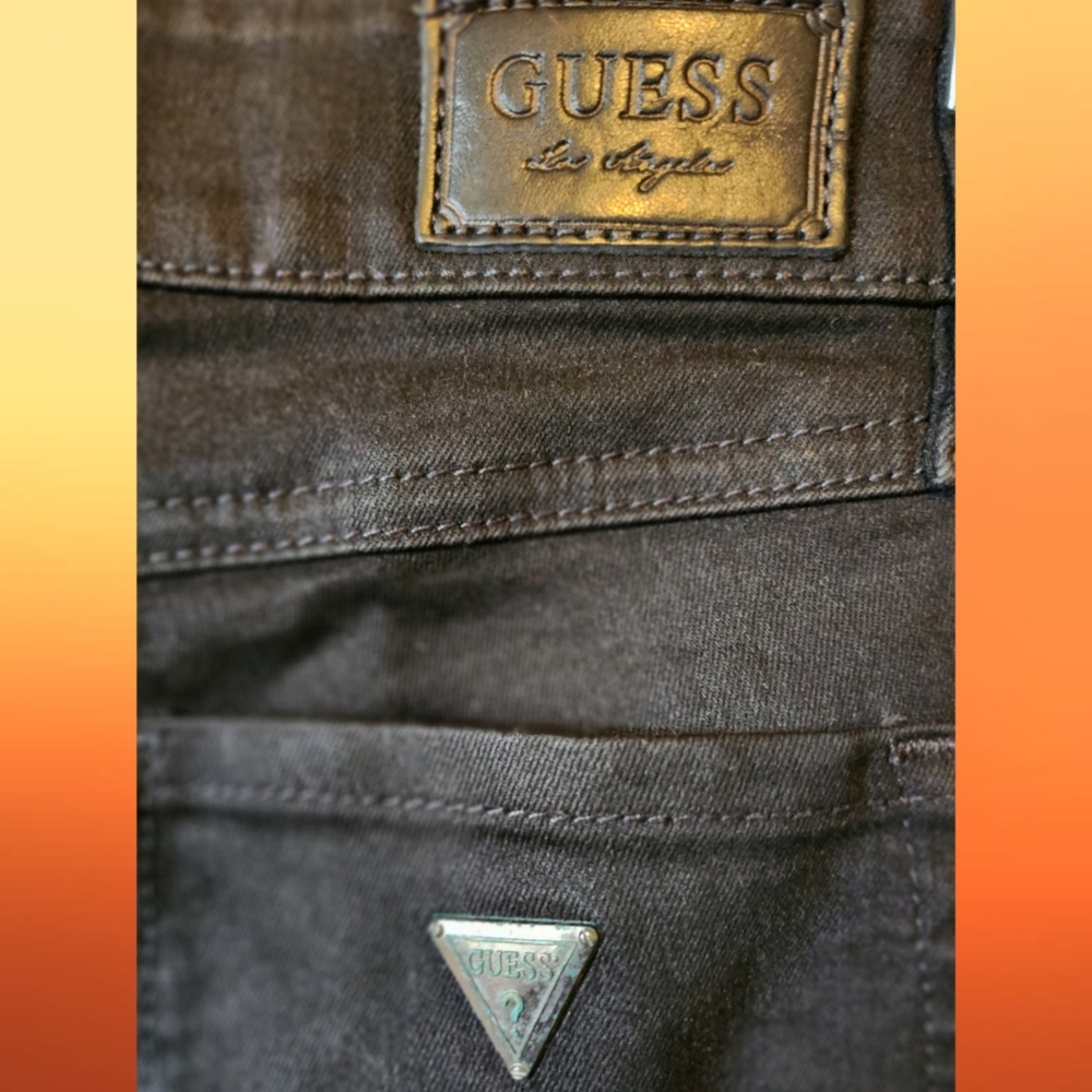 GUES LOS ANGELES BRITTNEY-SKINNY DISTRESSED BOY BLACK JEANS SIZE US  27 X REG - Picture 5 of 6
